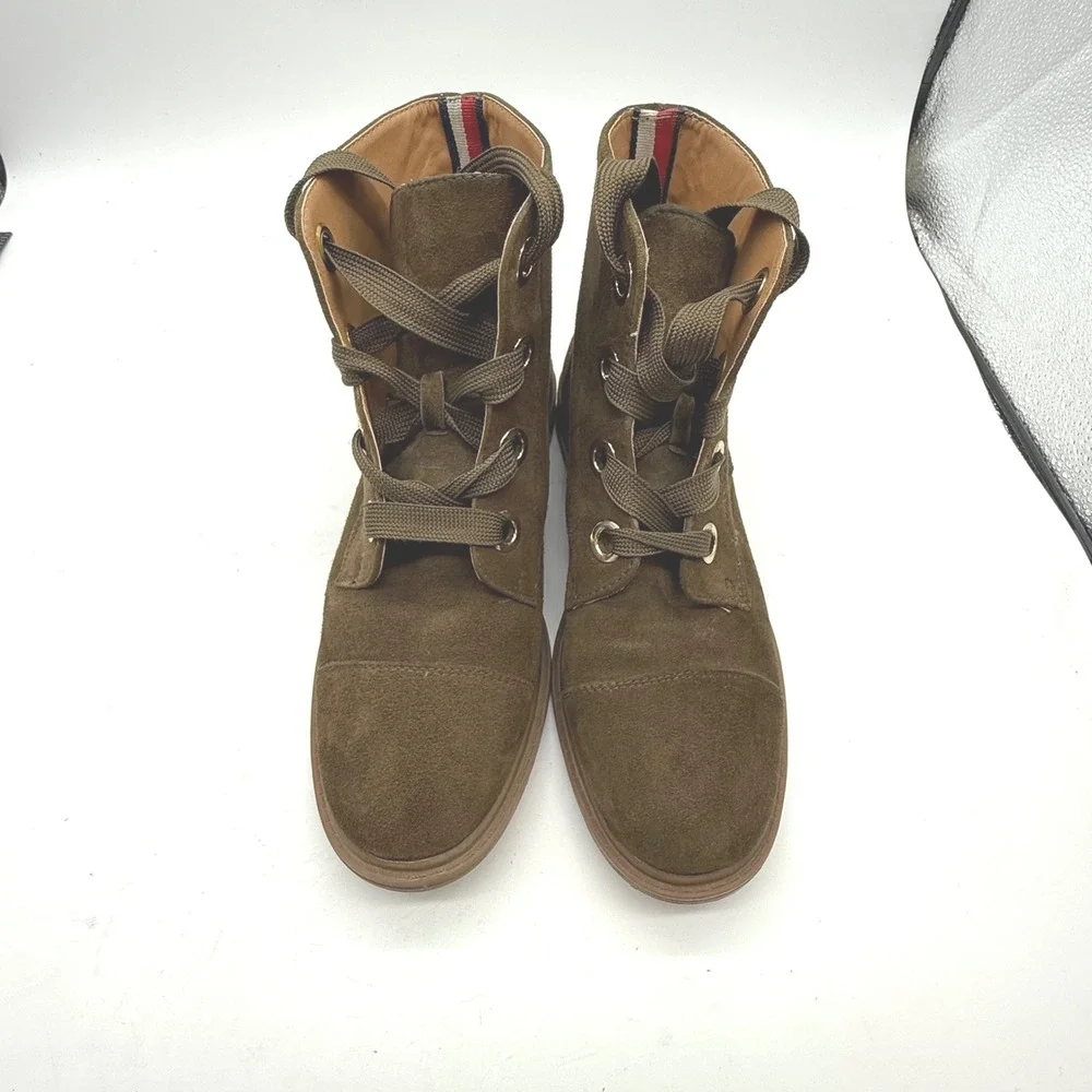 Tommy Hilfiger boot‎ 6.5 Twjudsen Suede Lace Up Ankle Boots Olive Green Women